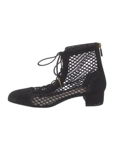 Pre-owned Dior Suede Lace Pattern Boots In Black