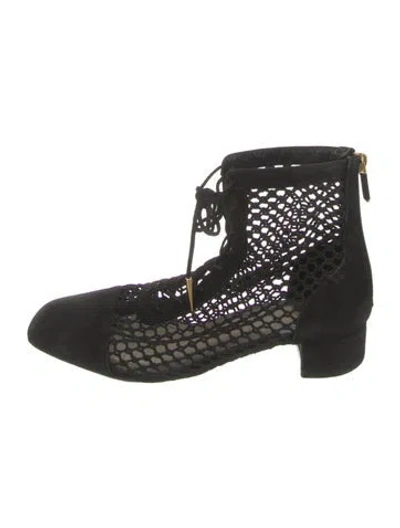 Pre-owned Dior Suede Lace Pattern Boots In Black