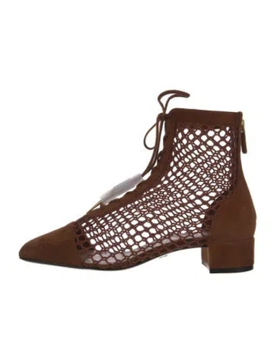Pre-owned Dior Suede Lace Pattern Boots In Brown