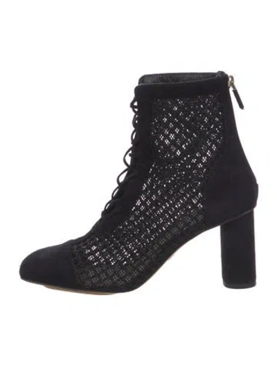 Pre-owned Dior Suede Lace Pattern Lace-up Boots In Black