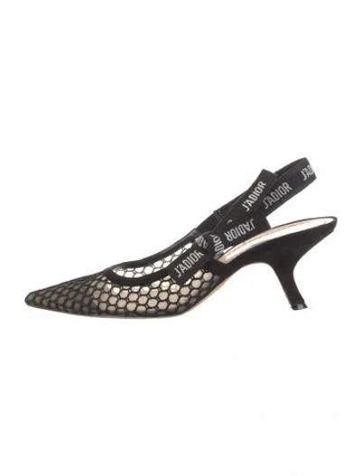 Pre-owned Dior Suede Lace Pattern Slingback Pumps In Black