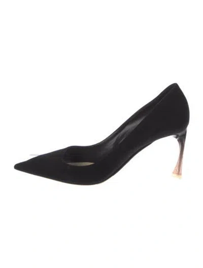 Pre-owned Dior Suede Leather Trim Embellishment Pumps In Black