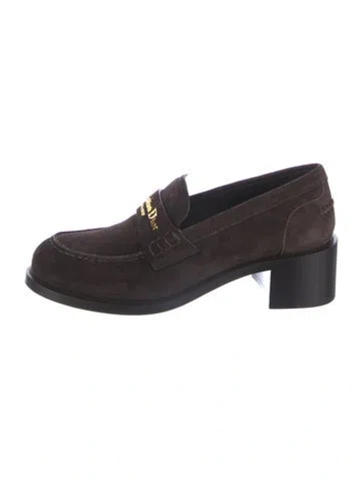 Pre-owned Dior Suede Loafers In Brown
