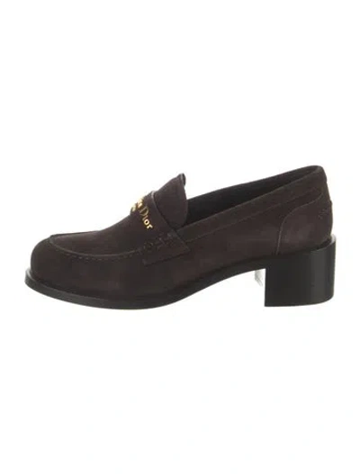 Pre-owned Dior Suede Loafers In Brown