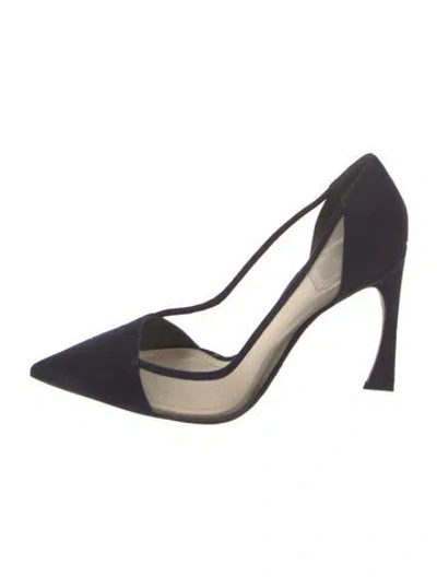Pre-owned Dior Suede Mesh Accents Pumps In Blue