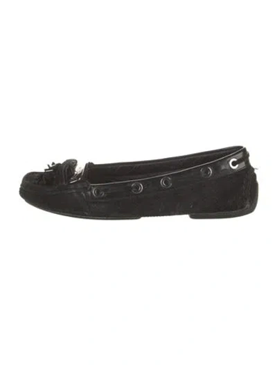 Pre-owned Dior Suede Moccasins In Black