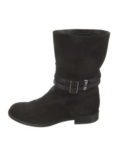 Pre-owned Dior Suede Moto Boots In Black