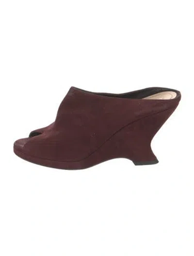 Pre-owned Dior Suede Mules In Burgundy