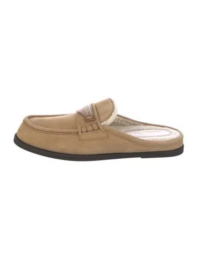 Pre-owned Dior Suede Mules In Neutral