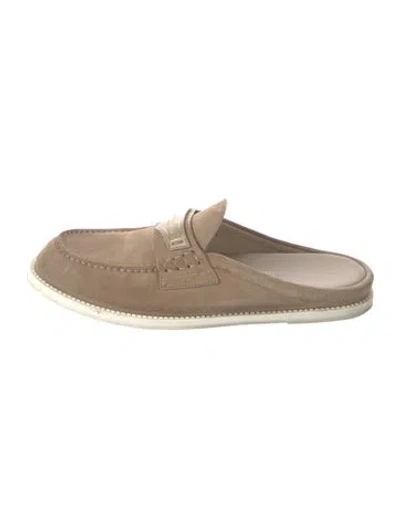Pre-owned Dior Suede Mules In Neutrals