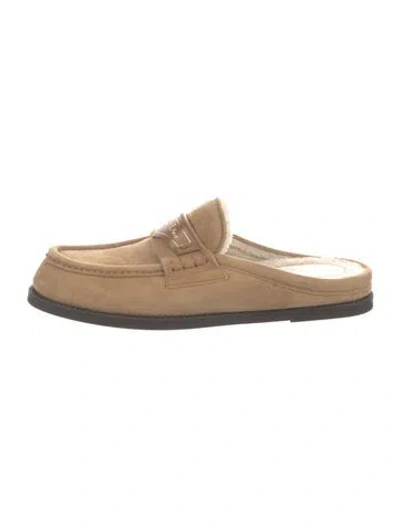 Pre-owned Dior Suede Mules In Neutrals
