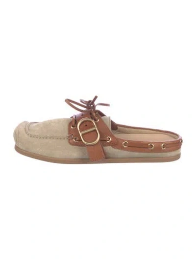 Pre-owned Dior Suede Mules In Neutrals
