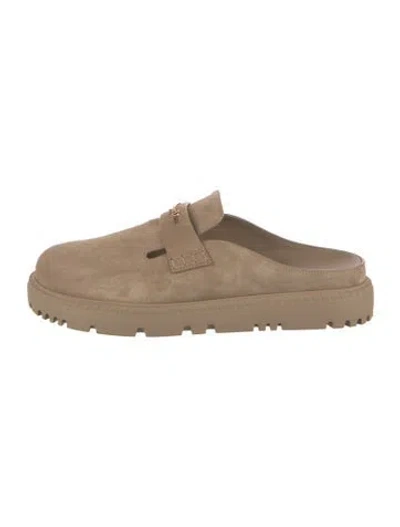 Pre-owned Dior Suede Mules In Neutrals