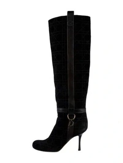Pre-owned Dior Suede Patterned Boots In Black