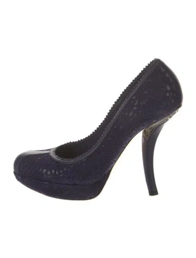 Pre-owned Dior Suede Patterned Pumps In Blue
