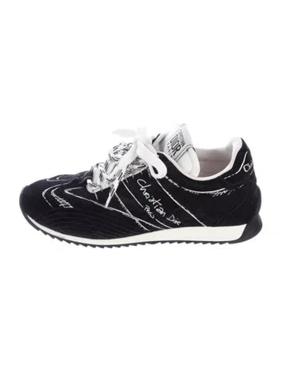 Pre-owned Dior Suede Printed Athletic Sneakers In Black