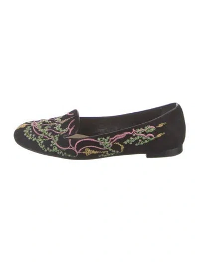 Pre-owned Dior Suede Printed Loafers In Black