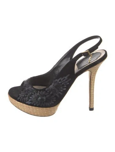 Pre-owned Dior Suede Printed Slingback Pumps In Black