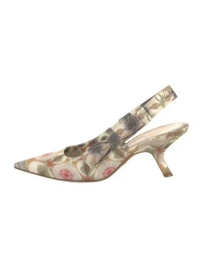Pre-owned Dior Suede Printed Slingback Pumps In Multi