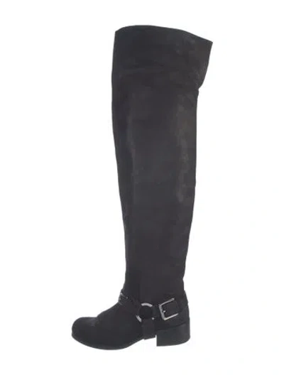 Pre-owned Dior Suede Riding Boots In Blue