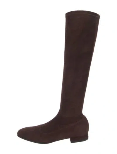 Pre-owned Dior Suede Riding Boots In Brown