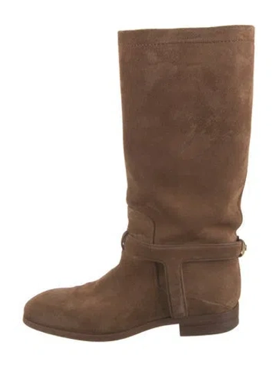 Pre-owned Dior Suede Riding Boots In Brown