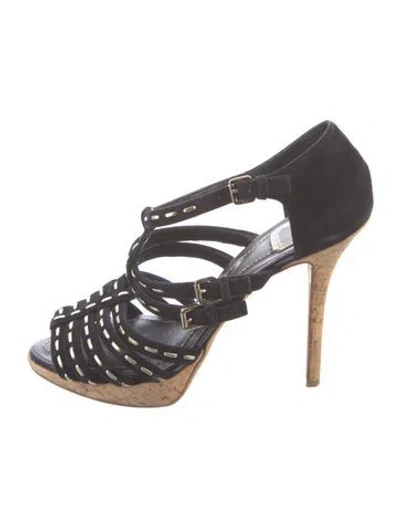 Pre-owned Dior Suede Sandals In Black