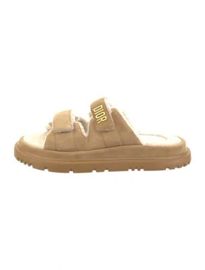 Pre-owned Dior Suede Slides In Brown