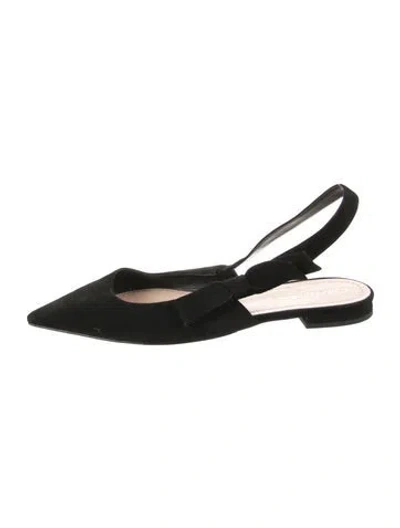 Pre-owned Dior Suede Slingback Flats In Black