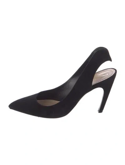 Pre-owned Dior Suede Slingback Pumps In Black