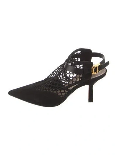 Pre-owned Dior Suede Slingback Pumps In Black