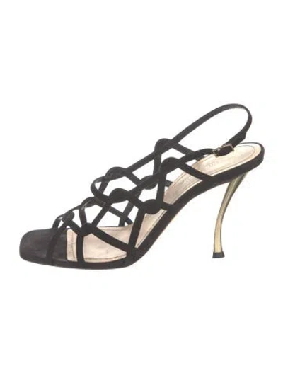 Pre-owned Dior Suede Slingback Sandals In Black