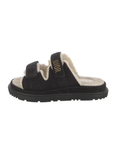 Pre-owned Dior Suede Slippers In Black