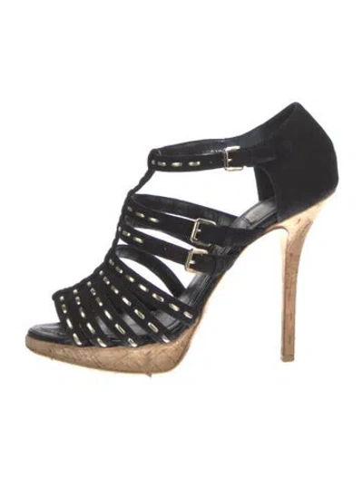 Pre-owned Dior Suede T-strap Pumps In Black
