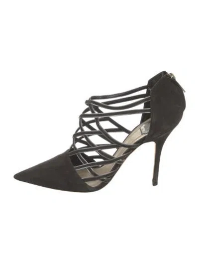 Pre-owned Dior Suede T-strap Pumps In Black