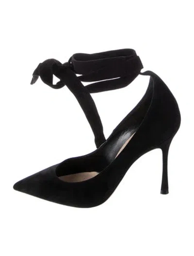 Pre-owned Dior Suede T-strap Pumps In Black