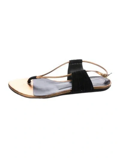 Pre-owned Dior Suede T-strap Sandals In Black