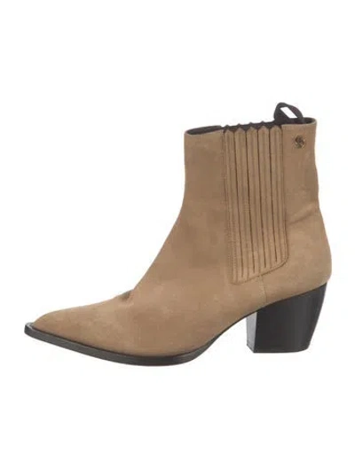 Pre-owned Dior Suede Western Boots In Neutrals