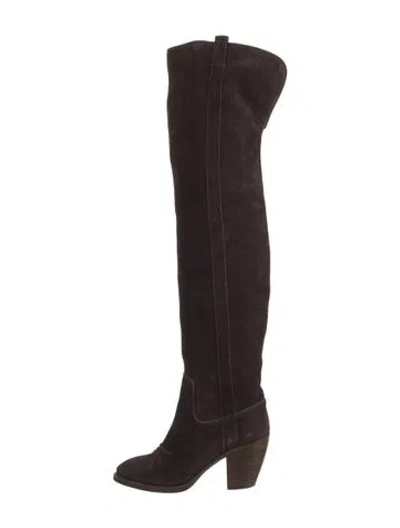 Pre-owned Dior Suede Whipstitch Trim Boots In Brown