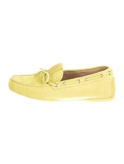Pre-owned Dior Suede Whipstitch Trim Loafers In Green