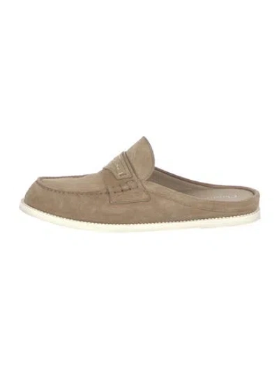 Pre-owned Dior Suede Whipstitch Trim Mules In Neutral