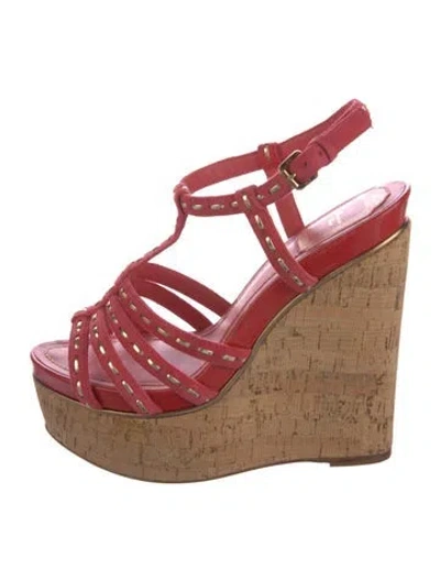 Pre-owned Dior Suede Whipstitch Trim Sandals In Pink
