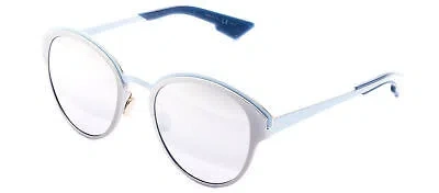 Pre-owned Dior Sun/s Rcv 96 Matte Silver Blue Round Sunglasses Silver Mirror Lens