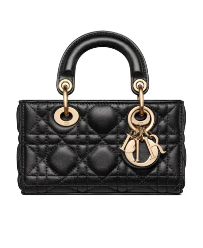 Dior Super Mini Lady D-joy Handbag In Black