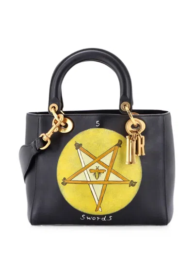 Pre-owned Dior Supple Lady  Bag Limited Edition Niki De Saint Phalle Printed Leather Medium Satchel In Black