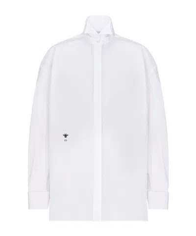 Dior Swallow Collar Shirt In White