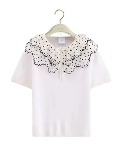 Dior Sweater With Ruffled Collar In Neutral