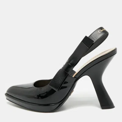 Pre-owned Dior Sweet Size 40 Black Leather And Patent Leather Slingback Pumps