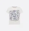 Dior Printed Graphic Round Neck Short Sleeve Top In White