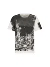 DIOR T-SHIRT IN BLACK AND WHITE COTTON AND LINEN JERSEY WITH NEW YORK MOTIF